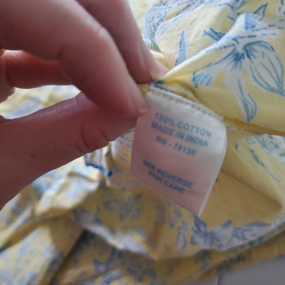 Ella Simone Pajama Set Womens 1X Yellow Bird Floral Capri Pants Button Top - Picture 6 of 13